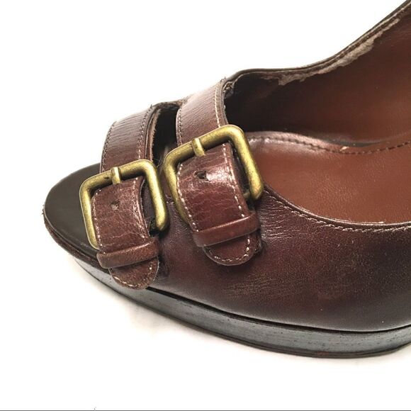 Marc Fisher Vertigo open toe double buckle heels 8 - Picture 6 of 13